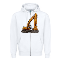 White excavator Zipper Hoodie - LillyAllenDesigns