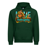 Forest Green Love Thanksgiving with Turkey Urban Hoodie - texasbilliewilder