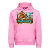 Fuchsia Pink Love Thanksgiving with Turkey Urban Hoodie - texasbilliewilder