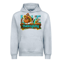 Heather Grey Love Thanksgiving with Turkey Urban Hoodie - texasbilliewilder