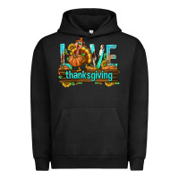 Pigment Black Love Thanksgiving with Turkey Urban Hoodie - texasbilliewilder