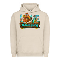Pigment French Oak Love Thanksgiving with Turkey Urban Hoodie - texasbilliewilder