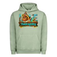 Pigment Oil Green Love Thanksgiving with Turkey Urban Hoodie - texasbilliewilder