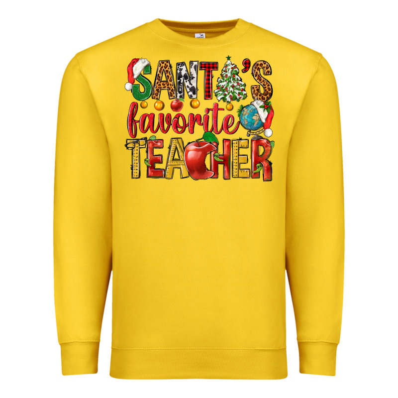 Santas Favorite Teacher Premium Sweatshirt by NancyCooperArtShop | Teevron