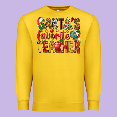 Santas Favorite Teacher Premium Sweatshirt Designed By Nancycooperartshop