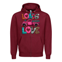 Burgundy loads of love valentine's day truck Zipper Hoodie - Jasminsmagicworld