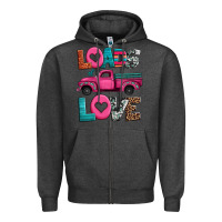 Charcoal Heather loads of love valentine's day truck Zipper Hoodie - Jasminsmagicworld