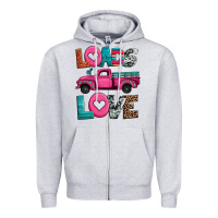 Heather Grey loads of love valentine's day truck Zipper Hoodie - Jasminsmagicworld