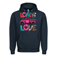 Navy loads of love valentine's day truck Zipper Hoodie - Jasminsmagicworld