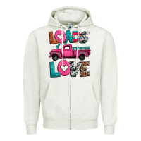 Oatmeal Heather loads of love valentine's day truck Zipper Hoodie - Jasminsmagicworld