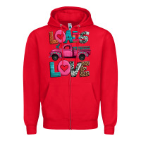Red loads of love valentine's day truck Zipper Hoodie - Jasminsmagicworld