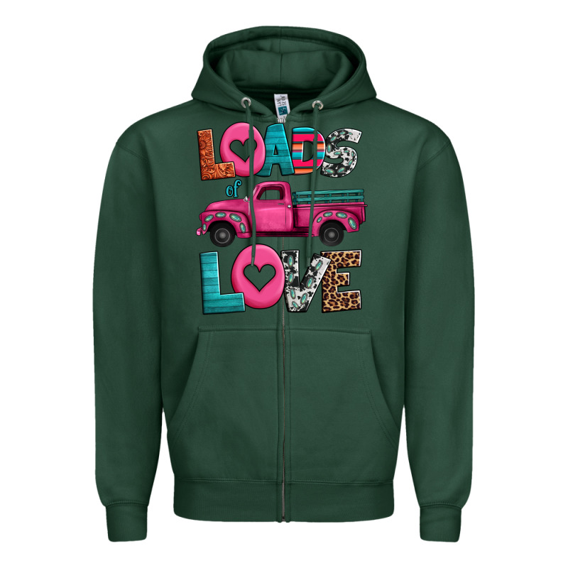 Loads Of Love Valentine's Day Truck Zipper Hoodie by Jasminsmagicworld | Teevron