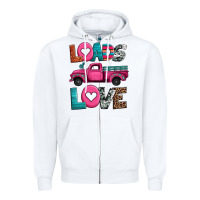 White loads of love valentine's day truck Zipper Hoodie - Jasminsmagicworld