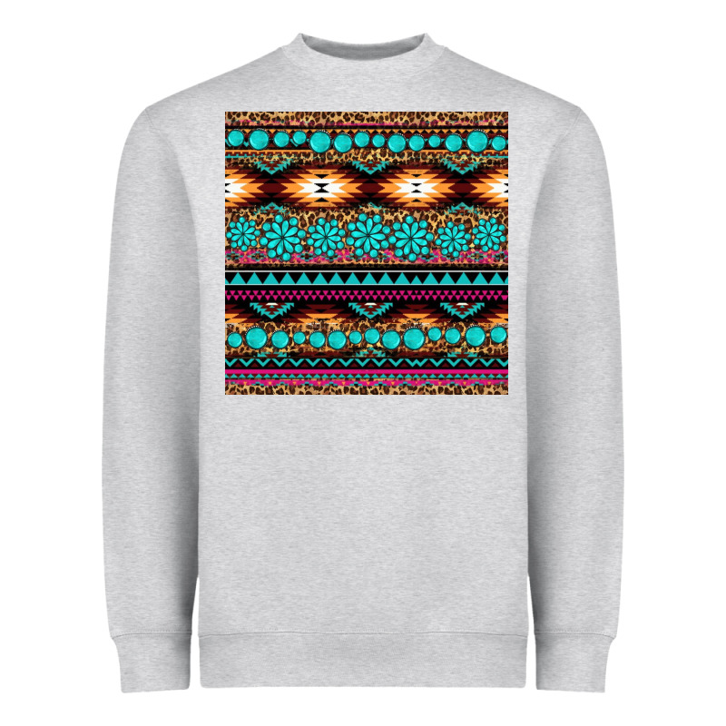 Aztec Turquoise Gemstone Seamless Pattern Heavyweight Sweatshirt by HRA Design Shop | Teevron