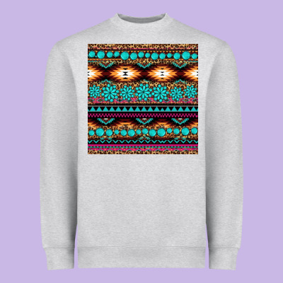 Aztec Turquoise Gemstone Seamless Pattern Heavyweight Sweatshirt Designed By Hra Design Shop