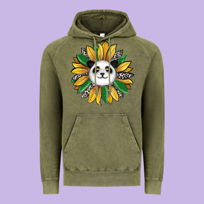Panda Sunflower Vintage Hoodie Designed By Ranaportraitstore