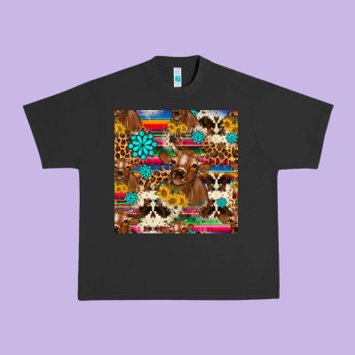 Western Sunflower Bucket Cow Seamless Pattern Urban Heavy Tee Designed By Hra Design Shop