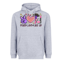 Heather Grey peace love make up Heavyweight Hoodie - MaliasSmallBusiness