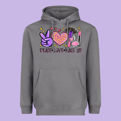 Peace Love Make Up Heavyweight Hoodie Designed By Maliassmallbusiness