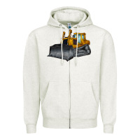 Oatmeal Heather Bulldozer Zipper Hoodie - LillyAllenDesigns