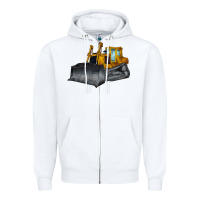 White Bulldozer Zipper Hoodie - LillyAllenDesigns