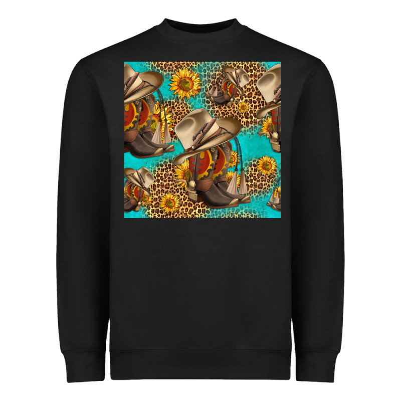 Western Boots And Hat Seamless Pattern Heavyweight Sweatshirt by HRA Design Shop | Teevron
