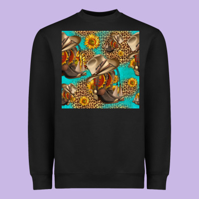 Western Boots And Hat Seamless Pattern Heavyweight Sweatshirt Designed By Hra Design Shop