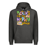 Charcoal Heather books are my happy place Premium Hoodie - Artiststas