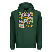 Sports Green books are my happy place Premium Hoodie - Artiststas