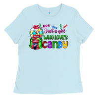 Baby Blue just a girl who loves candy Ladies Tee - AdoDesignShop