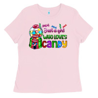 Bubblegum Pink just a girl who loves candy Ladies Tee - AdoDesignShop