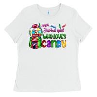 White just a girl who loves candy Ladies Tee - AdoDesignShop