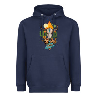 Navy free spirit bull skull Heavyweight Hoodie - MaliasSmallBusiness