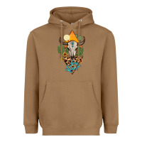 Toasted Coconut free spirit bull skull Heavyweight Hoodie - MaliasSmallBusiness