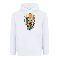 White free spirit bull skull Heavyweight Hoodie - MaliasSmallBusiness