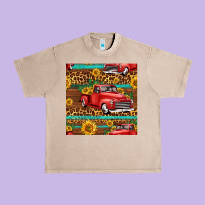 Western Farm Truck Seamless Pattern Urban Heavy Tee Designed By Hra Design Shop