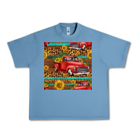 Pebble Blue western farm truck seamless pattern Urban Heavy Tee - HRA Design Shop