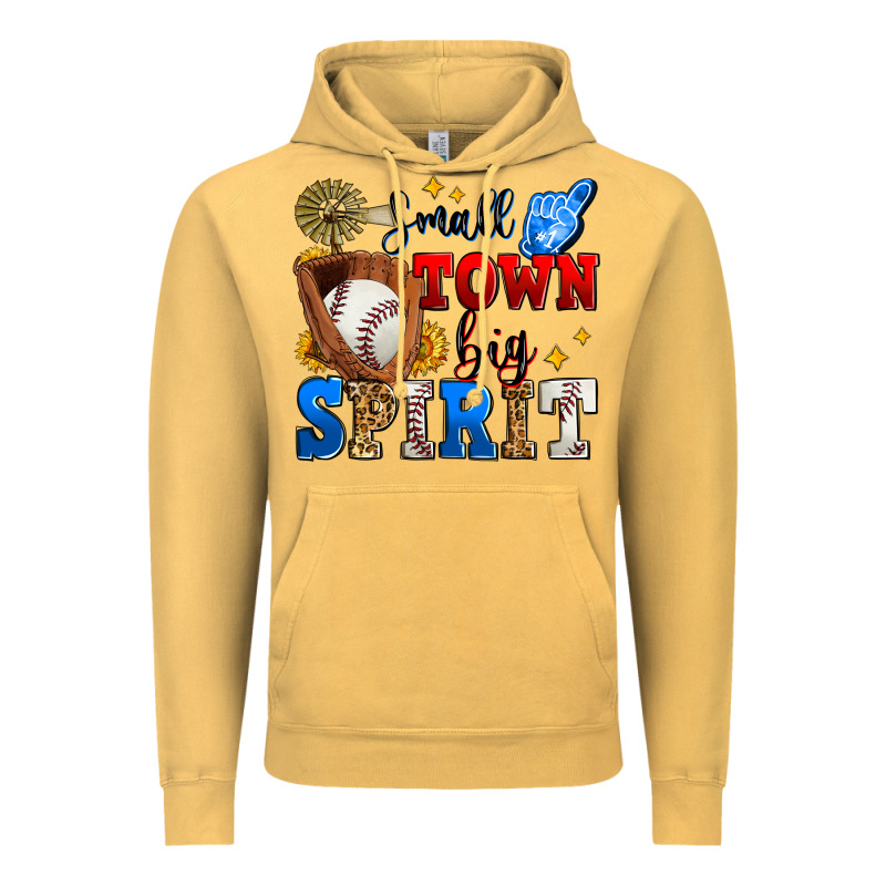 Small Town Big Spirit Baseball Vintage Hoodie by Zillion Design Studio | Teevron