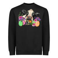 Black Happy Easter Cow Easter Day Heavyweight Sweatshirt - Neo Western
