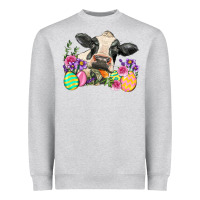 Heather Grey Happy Easter Cow Easter Day Heavyweight Sweatshirt - Neo Western