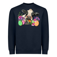 Navy Happy Easter Cow Easter Day Heavyweight Sweatshirt - Neo Western