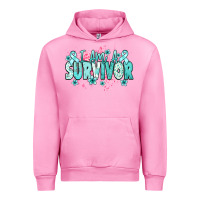 Fuchsia Pink I am a survivor teal ribbon Ovarian Cancer Urban Hoodie - NancyCooperArtShop