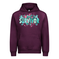 Mauve Wine I am a survivor teal ribbon Ovarian Cancer Urban Hoodie - NancyCooperArtShop
