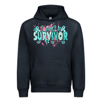 Navy I am a survivor teal ribbon Ovarian Cancer Urban Hoodie - NancyCooperArtShop