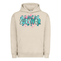 Pigment French Oak I am a survivor teal ribbon Ovarian Cancer Urban Hoodie - NancyCooperArtShop