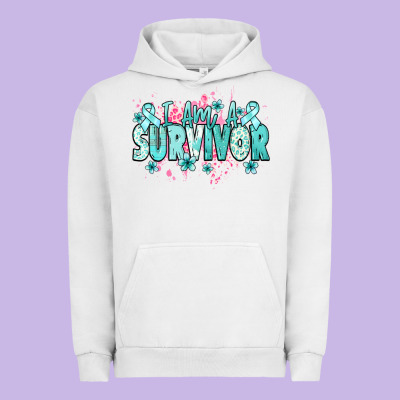 I Am A Survivor Teal Ribbon Ovarian Cancer Urban Hoodie Designed By Nancycooperartshop