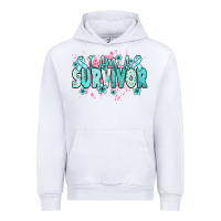 White I am a survivor teal ribbon Ovarian Cancer Urban Hoodie - NancyCooperArtShop