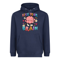 Navy kiss your brain Heavyweight Hoodie - MaliasSmallBusiness