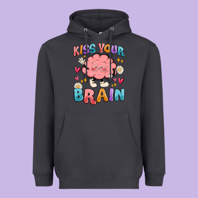 Kiss Your Brain Heavyweight Hoodie Designed By Maliassmallbusiness