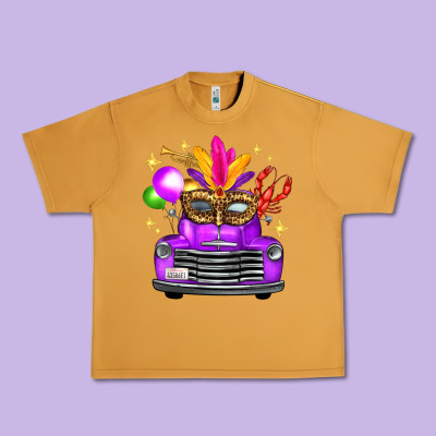 Mardi Gras Truck Leopard Mask Urban Heavy Tee Designed By Fadigitalartstudio